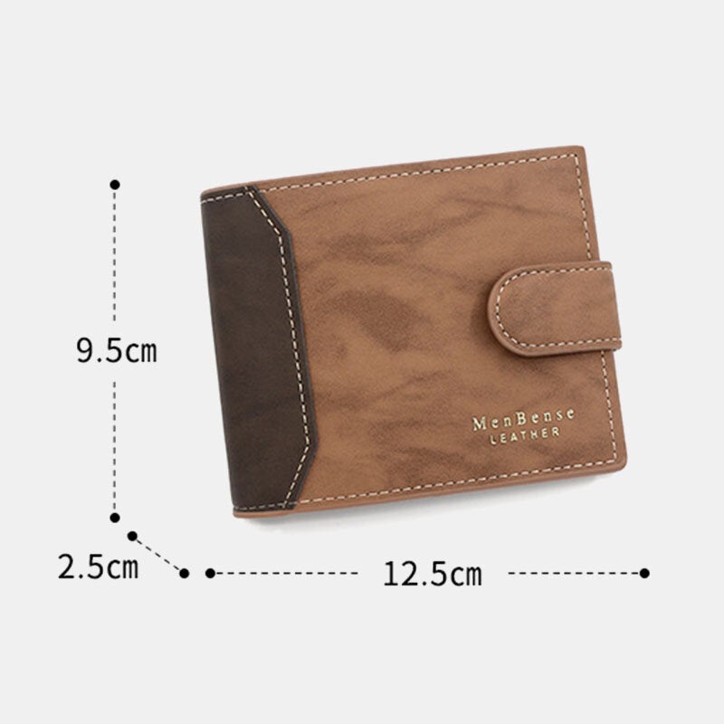 Men Faux Leather Color Matching Multi-Card Short Wallet Fashion Hasp Bifold Money Clip Coin Purse