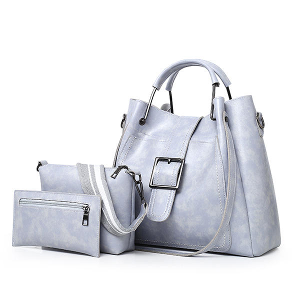 Women Faux Leather Three-piece Set Handbag Shoulder Bag Clutch Bag