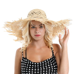 Woman Lafite Grass Gole Fine Leather Rope Bow Shade Straw Hat
