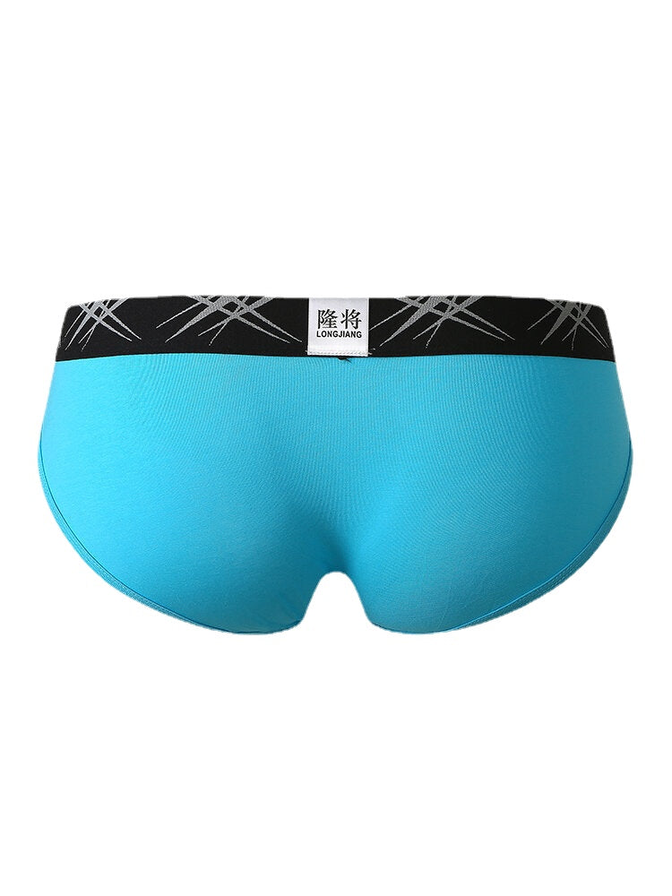 Mens Cotton Solid Color Elastic Mid Waist Breathable Thin Briefs