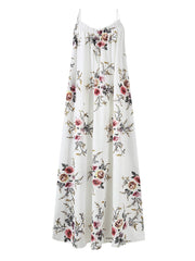 Chiffon Sleeveless Straps Loose Holiday Floral Summer Maxi Dress