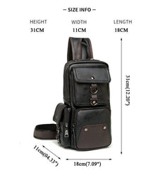 Men Chest Bag Black Shoulder Bag Multi Pocket Crossboby