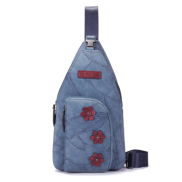 Women Vintage Casual Faux Leather Floral Shoulder Bag Crossbody Chest
