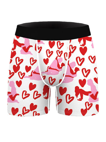 Mens Funny Allover Graffiti Heat Pint U Convex Breathable Boxer Briefs Mid Waist Underwear