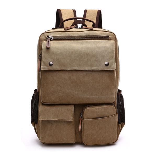 Men Canvas Big Capacity Travel Zipper Multifunctional Shoulders Bag Backpack