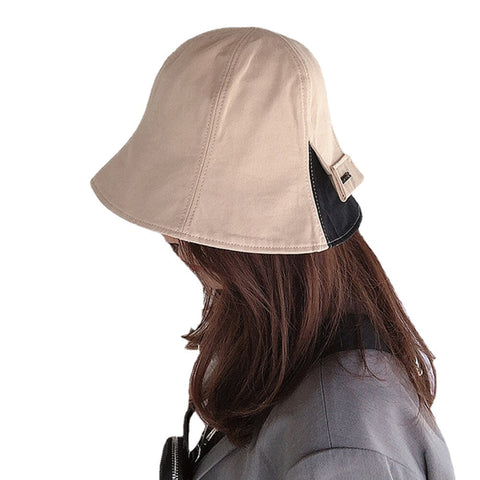 Women Cotton Double-Sided Short Brim Casual Sunshade Wild Bucket Hat