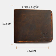 Men Bifold Leather Wallets Large Capacity Retro Short Coin Purse Card Holder Cowhide