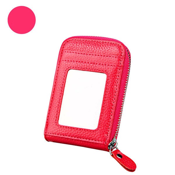 Women Genuine Leather Zipper Card Holder Long Wallet Candy Color Coin Purse