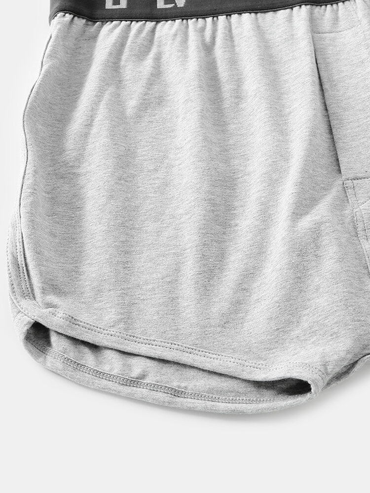 Mens Cotton Plain Loose Breathable Thin Home Elastic Mid Waist Shorts Boxers