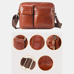 Men Genuine Leather Large Capacity Crossbody Bag Business For Outdoor