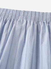 Mens 100% Cotton Colorful Striped Print Loose Fit Elastic Waist Breathable Home Boxers