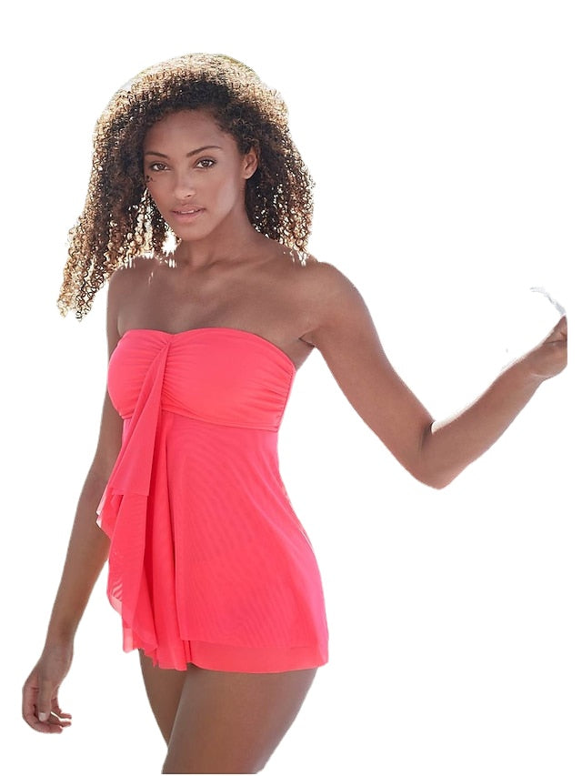 Women's Swimwear Tankini 2 Piece Normal Swimsuit High Waisted Solid Color Green Black Rosy Pink Khaki Royal Blue Padded V Wire Bathing Suits Sports Vacation Sexy / Strap / New / Padded Bras / Strap