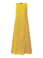 Polka Dot Print O-neck Sleeveless Loose Summer Casual Maxi Dress