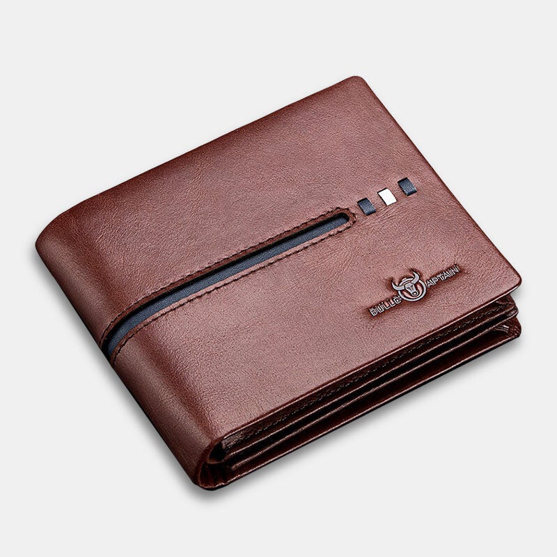 Men Genuine Leather Slim Wallet RFID Anti-theft Multi-card Slot Card Holder Coin Purse Clip Wallet