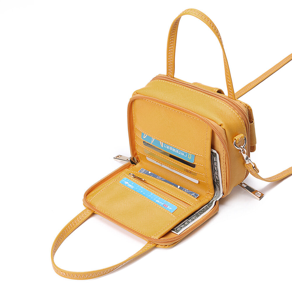 Women Square 6 Card Holders Phone Bag Lightweight Multi-Pocket Crossbody
