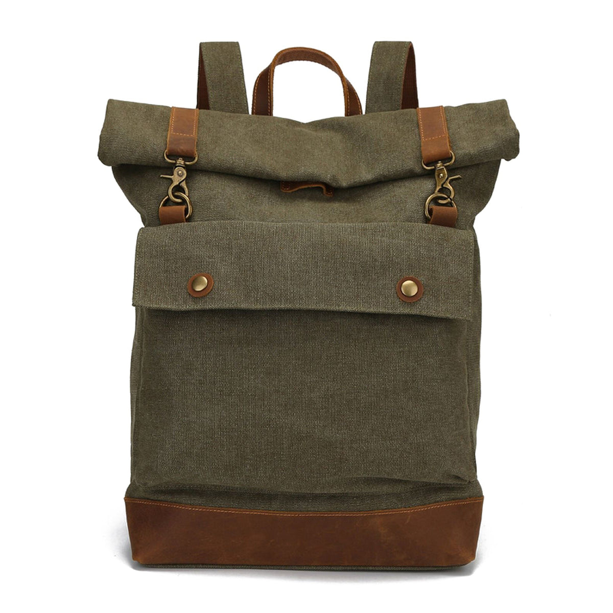 Men Vintage Canvas Leather Stitching Backpack Large Capacity Multifunctional Casual Travel Backpack