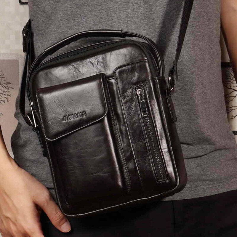Men Vintage Genuine Leather Crossbody Bag Shoulder Business