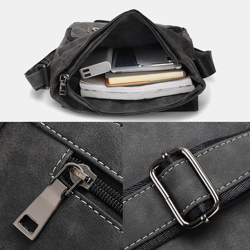 Men Faux Leather Retro Multi-pocket Multifunction Crossbody Bag Shoulder Travel