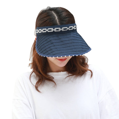 Women Collapsible Summer Shading Empty Top Hat Foldable Dual-use Cap