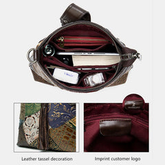 Women Large Capacoty Crossbody Genuine Leather Multi-pocket Shoulder Messenger Bag