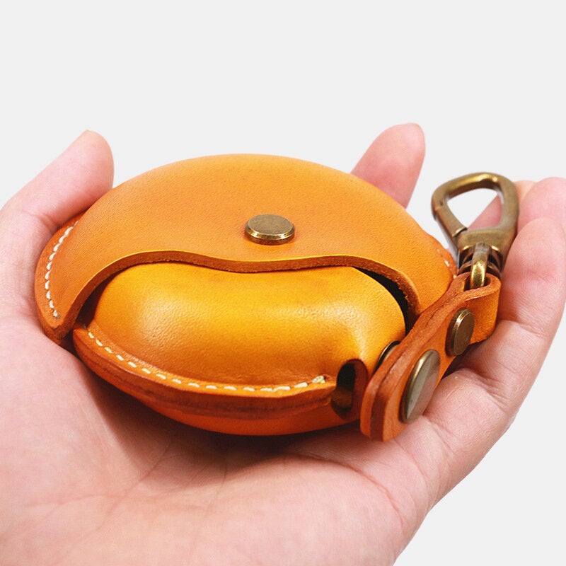 Unisex Genuine Leather Round Shape Creative Casual Coin Bag Storage Wallet