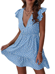 Women's Sleeveless Print Print V Neck Boho Party Slim Strap Dress