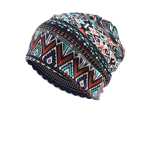 Women Colored Diamond Pattern Dual-use Baotou Hat Casual Neck Protection Sunshade Scarf Beanie Hat