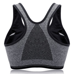 Front Zipper Padded Fitness Sports Shockproof Sporty Bra Tops