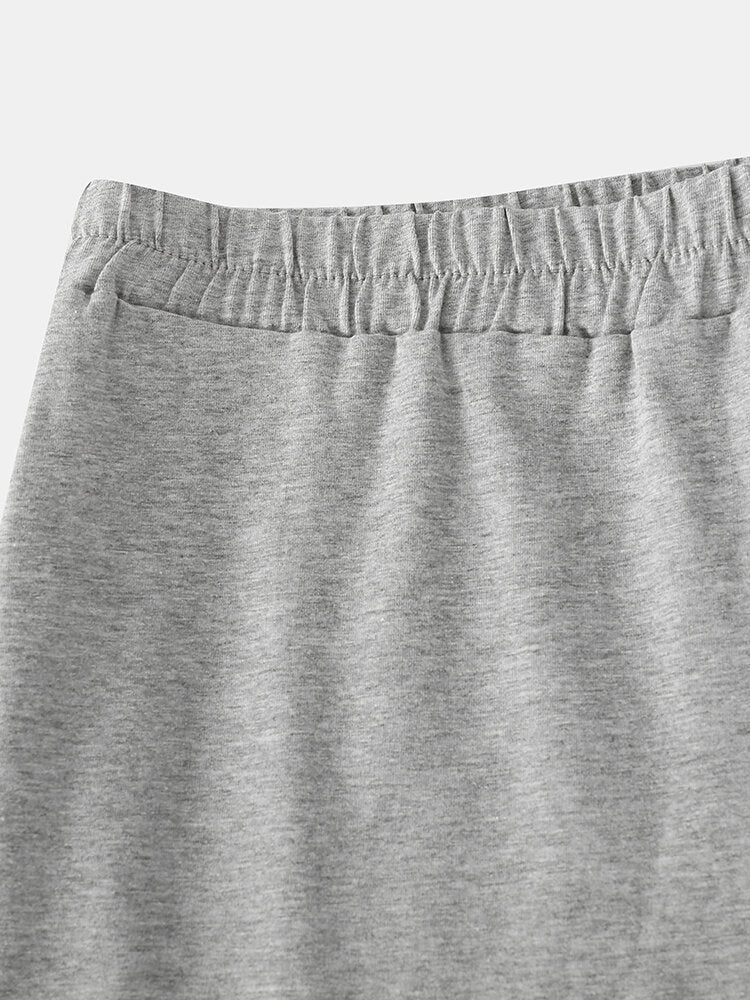 Mens Cotton Solid Color Thin Breathable Loose Comfy Home Shorts Boxers