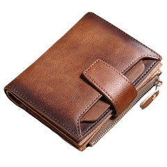 Men Genuine Leather Bifold RFID-Blocking 18 Card Slot Retro Large Capacity Foldable Holder Wallet Coin Purse Driver's License