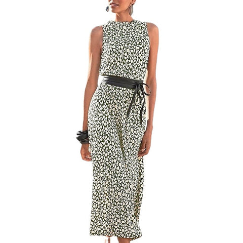 Women‘s Sheath Dress Midi Dress Khaki Sleeveless Color Block Leopard Ruched Print Spring Summer Crew Neck Stylish Elegant Print Dresses