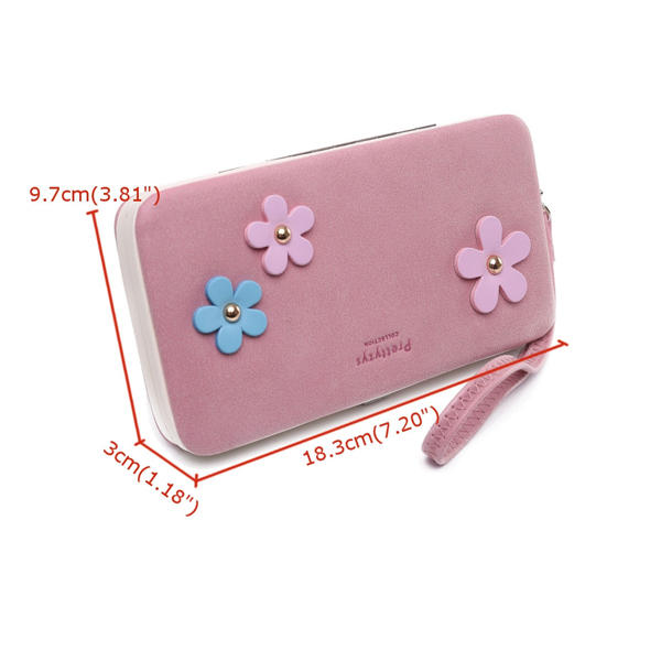Women Flower 5.5 Inch Phone PU Wallet Case Cover Long Purse For Iphone Huawei Xiaomi