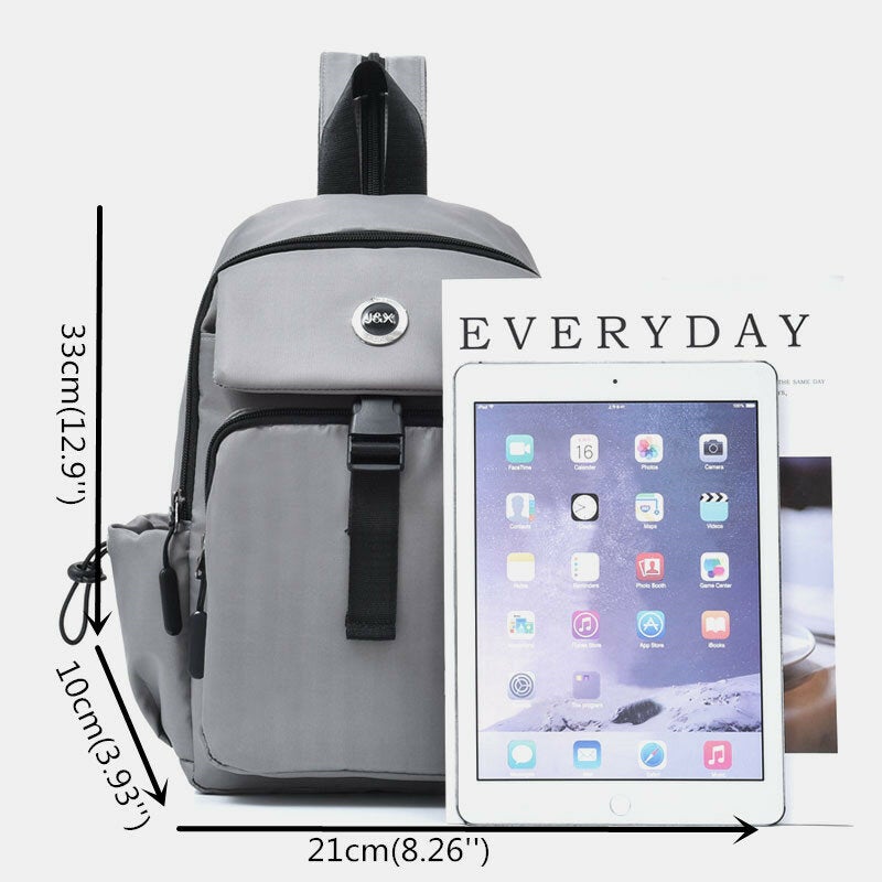 Men USB Charging Multi-carry Multi-Layers Waterproof Crossbody Bag Chest Sling Backpack