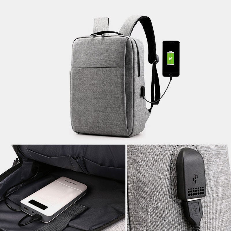 Men Oxford USB Charging Light Weight Large Capacity 15.6 Inch Laptop Bag Backpack