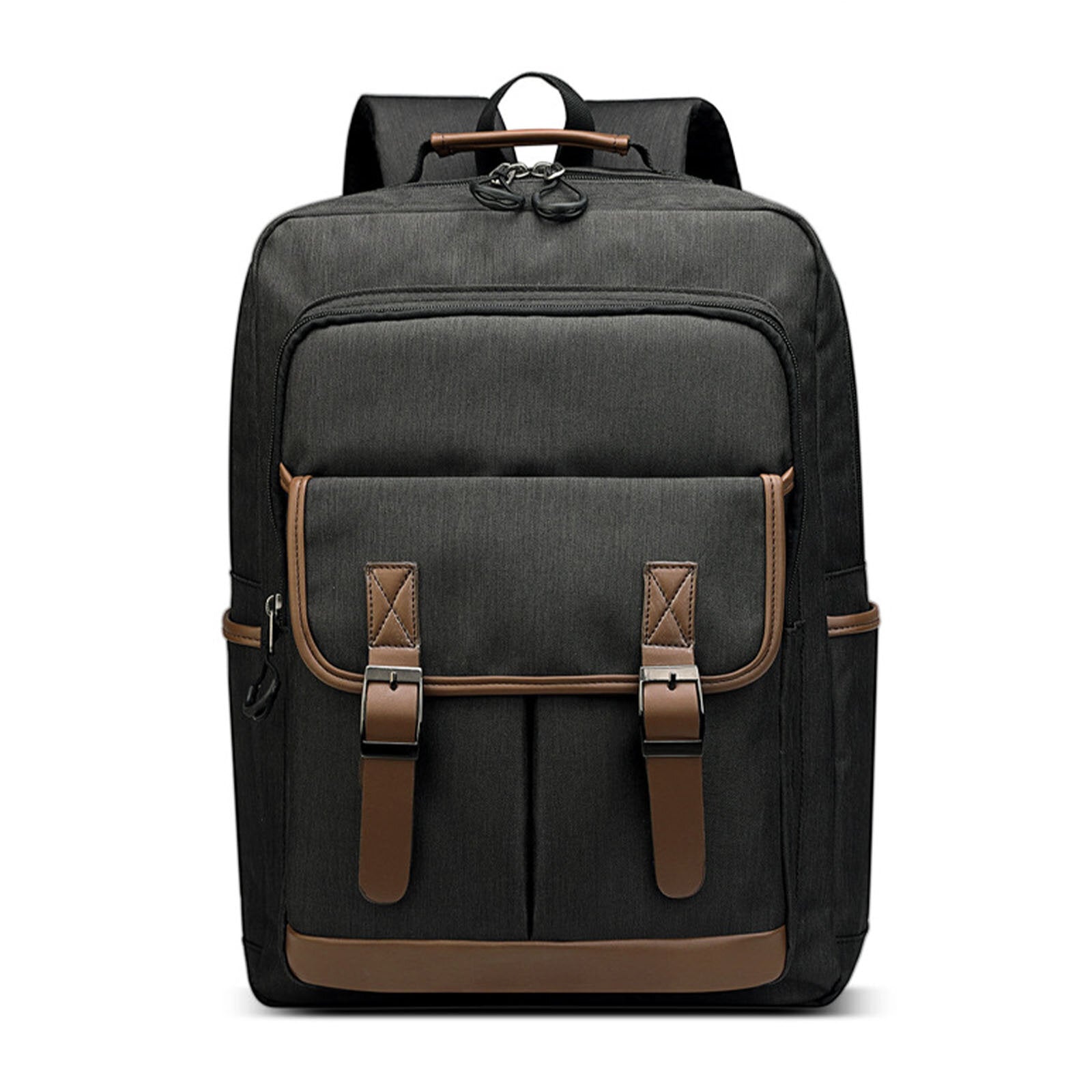 Men Polyester Casual Backpack Large-capacity Multi-pocket Zipper Backpack Travel Bag Laptop Bag