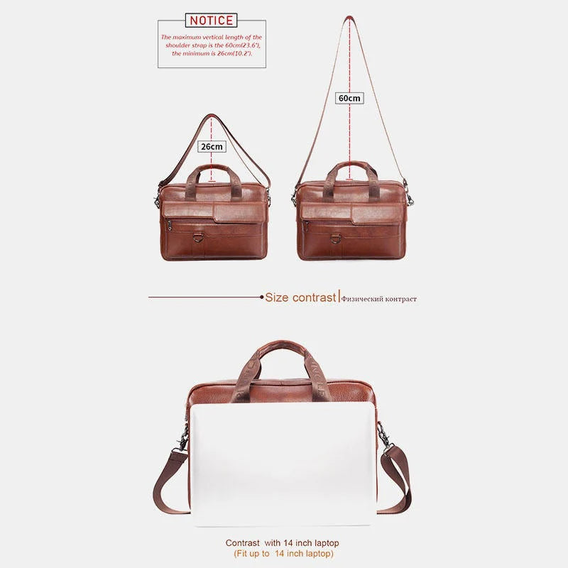 Men's Large Capacity Genuine Leather Business Messenger Bag