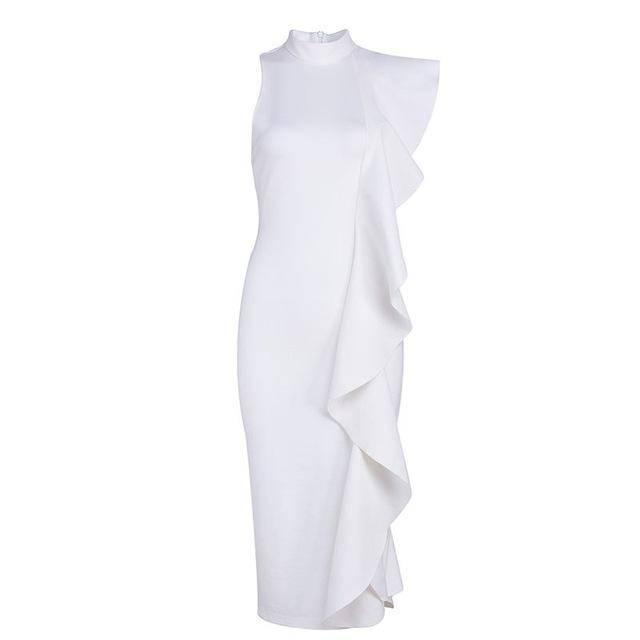 Stylish Sexy Patchwork Sleeveless Ruffle Bodycon Dress