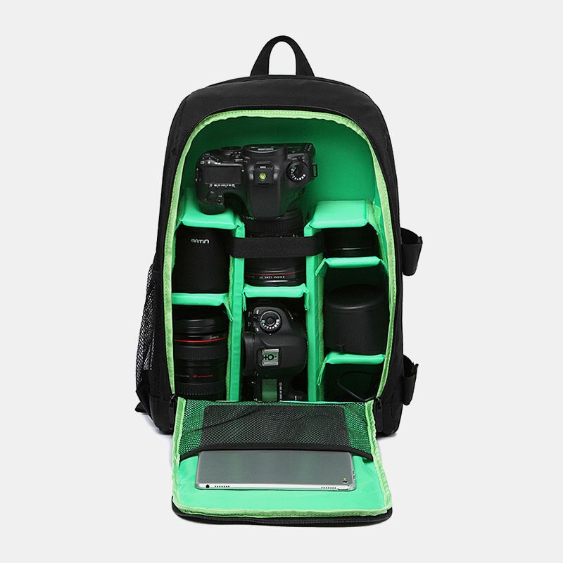 Men Nylon Waterproof Solid Color Large Capacity Camera Equipment Laptop Camera Bag Backpack