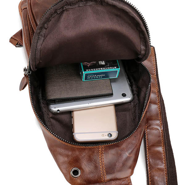 Men Vintage Genuine Leather Retro Crossbody Bag Chest