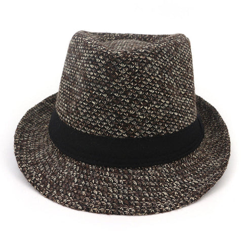 Men Winter Warm Felt Wide Brimmed Jazz Fedora Hat Outdoor Thicken Top Hat