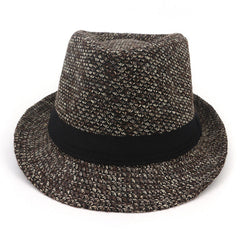 Men Winter Warm Felt Wide Brimmed Jazz Fedora Hat Outdoor Thicken Top Hat