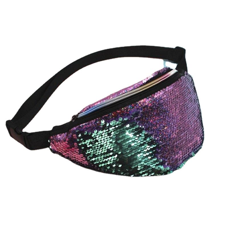 Leisure Fashionable Women's Sequined Leather Fannypacks
