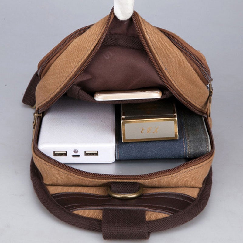 Men Vinatge Anti-theft Canvas Chest Bag Shoulder Crossbody