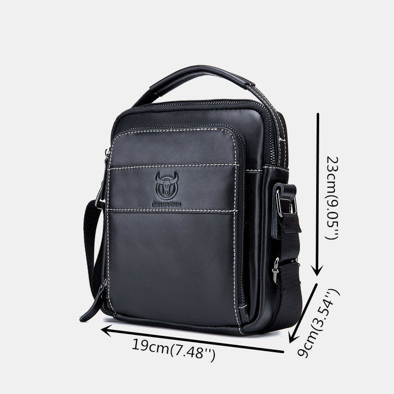 Men Genuine Leather Multi-pocket Casual Crossbody Bag Shoulder