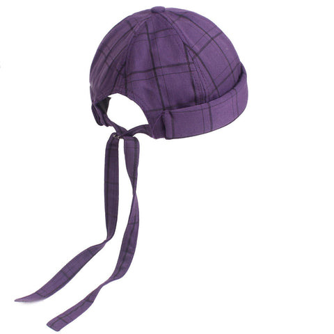 Unisex Warm Plaid Brimless Hats Adjustable Back Strap Hat Retro Casual Cap