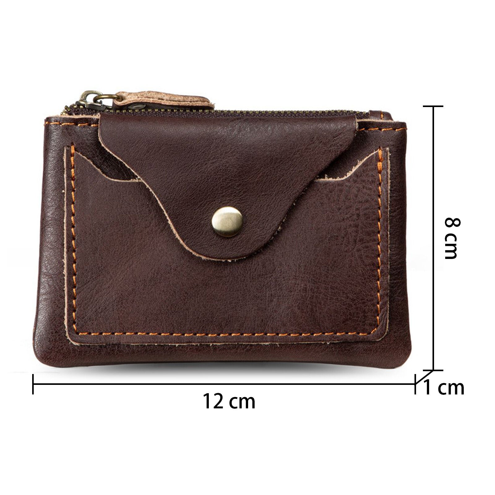 Men Genuine Leather Zipper Coin Purse Ultra-thin Short Small Wallet Hand Key Bag