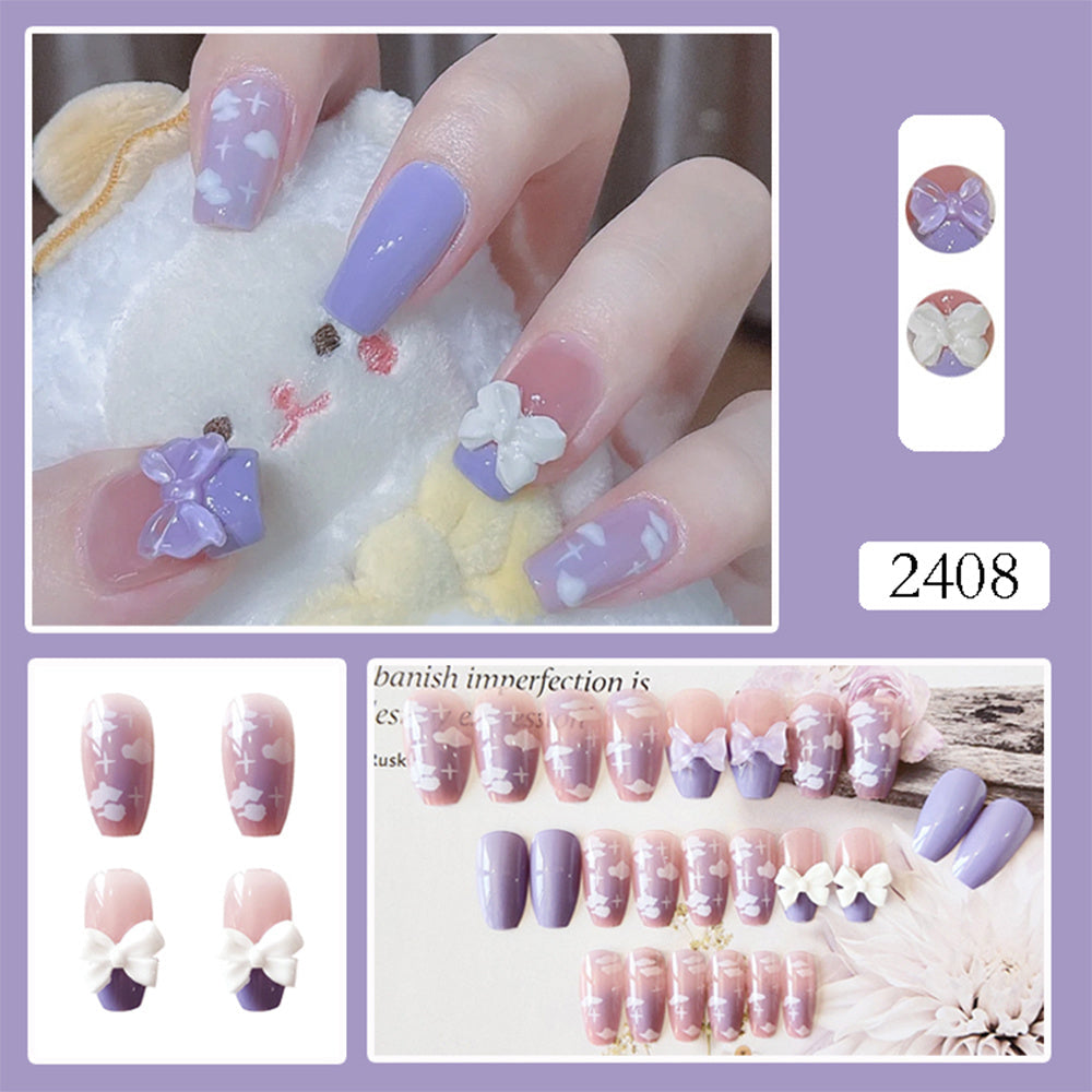 Square Fake Nails, Glossy False Nails, Cute Designs for Women and Girls