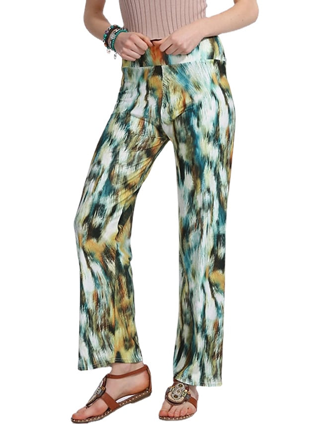 Women's Sporty Athleisure Yoga Stretchy Print Wide Leg Pants