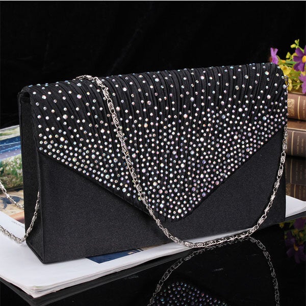 Women  Evening Bridal Wallet Envelope Flash Diamond Clutch Portable Shoulder Crossbody Bag