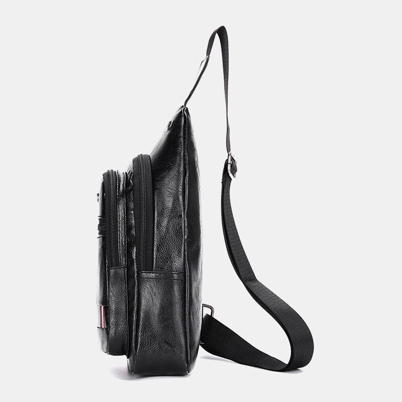 Men Earphone Hole Business Multi-pocket Crossbody Bag Chest Bag Sling